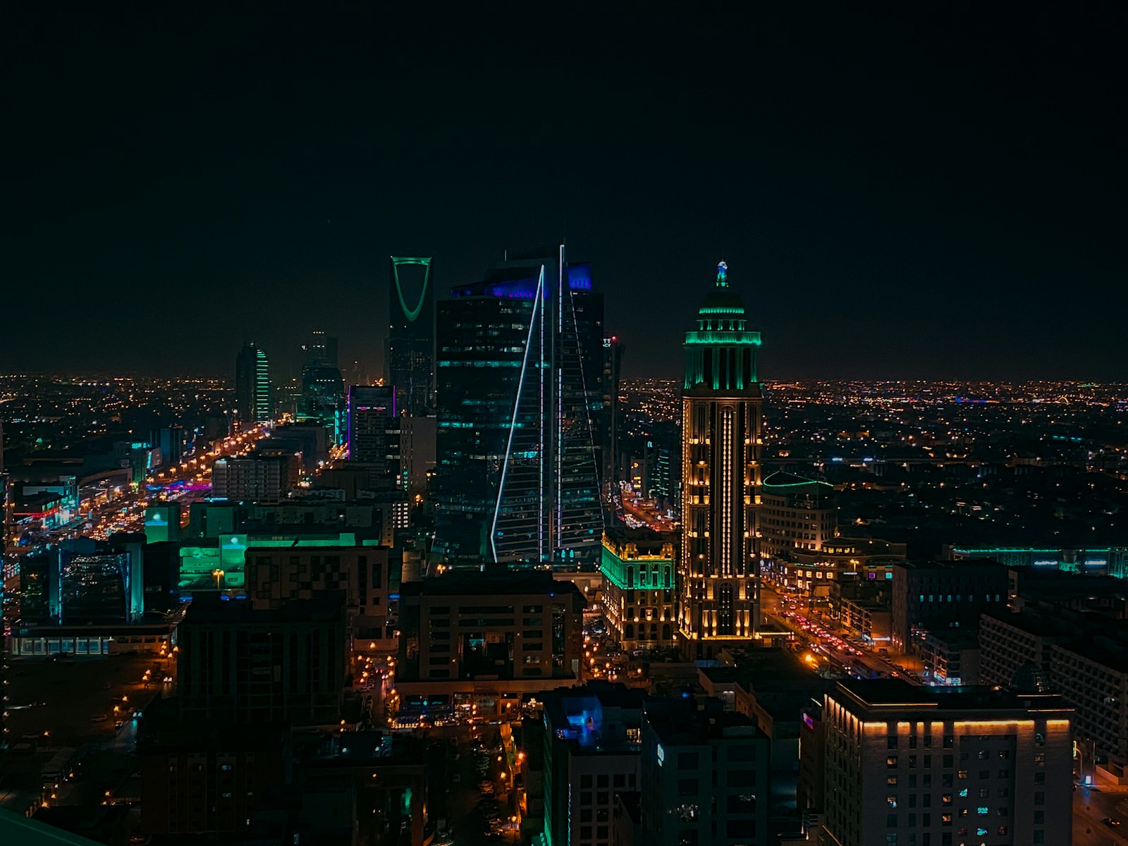 Riyadh downtown at night relevant to saudi arabia travel advisory planning